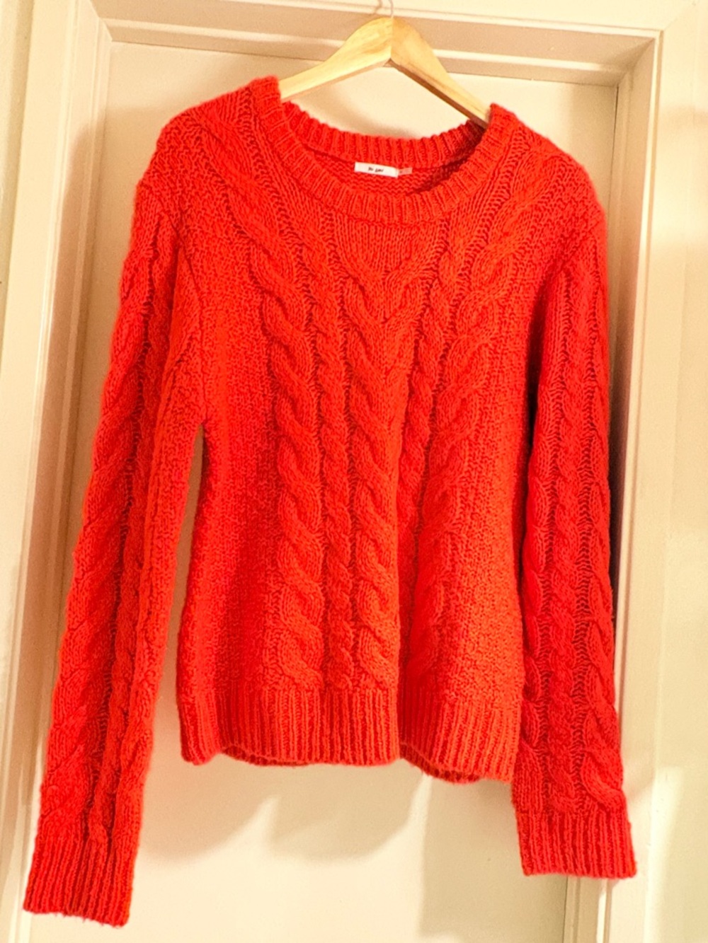 miami Bright Orange Cable Crewneck Sweater